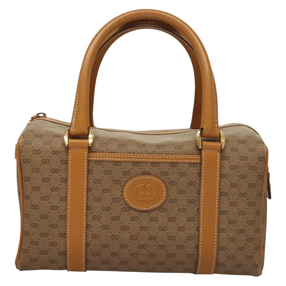 GUCCI Micro GG Supreme Hand Bag PVC Beige Gold 000 58 0093 Auth BA4209