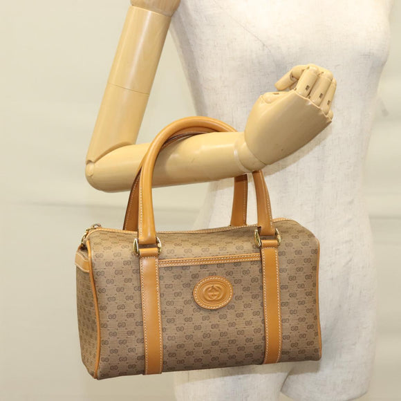 GUCCI Micro GG Supreme Hand Bag PVC Beige Gold 000 58 0093 Auth BA4209