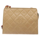 CHANEL Matelasse COCO Mark Chain Shoulder Bag Lamb Skin Beige CC Auth BA4210-2