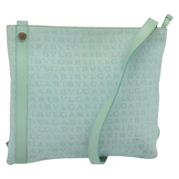 BVLGARI Logo Mania Shoulder Bag Canvas Green Silver Auth BA4215