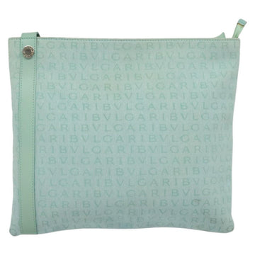 BVLGARI Logo Mania Shoulder Bag Canvas Green Silver Auth BA4215 - 0