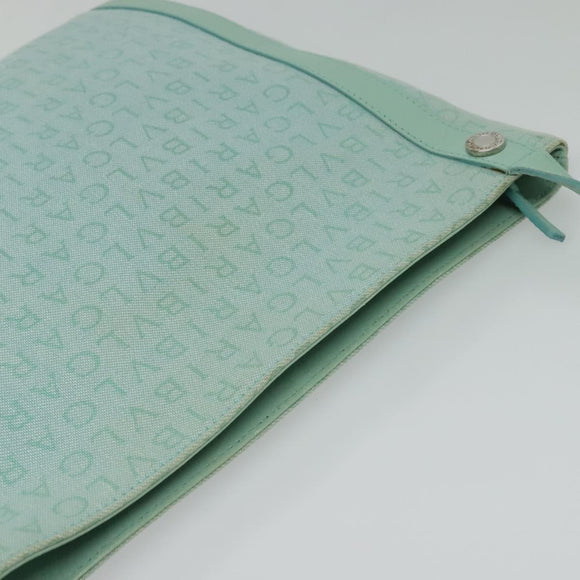 BVLGARI Logo Mania Shoulder Bag Canvas Green Silver Auth BA4215