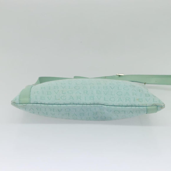 BVLGARI Logo Mania Shoulder Bag Canvas Green Silver Auth BA4215