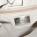 Salvatore Ferragamo Vala Tote Bag Leather Beige Silver Auth BA4217-17