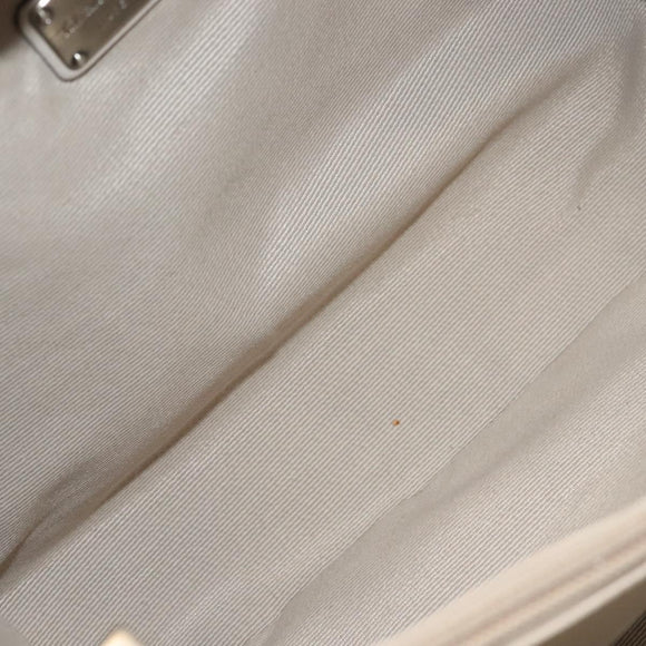 Salvatore Ferragamo Vala Tote Bag Leather Beige Silver Auth BA4217