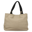 Salvatore Ferragamo Vala Tote Bag Leather Beige Silver Auth BA4217-2