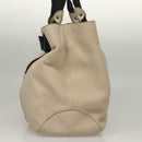 Salvatore Ferragamo Vala Tote Bag Leather Beige Silver Auth BA4217-3