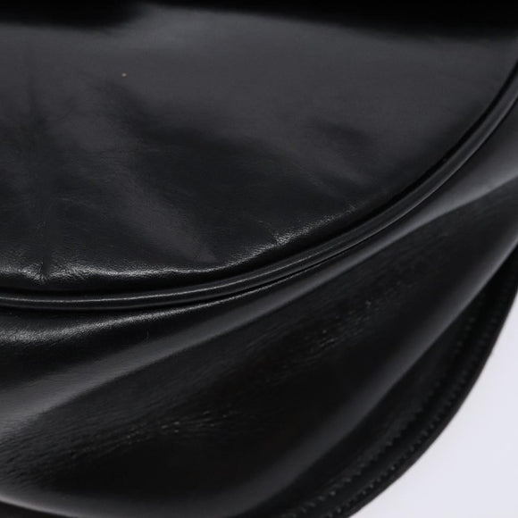 Salvatore Ferragamo Gancini Shoulder Bag Leather Black Gold Auth BA4219