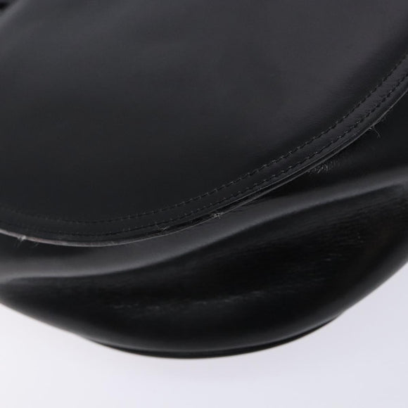 Salvatore Ferragamo Gancini Shoulder Bag Leather Black Gold Auth BA4219