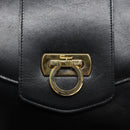 Salvatore Ferragamo Gancini Shoulder Bag Leather Black Gold Auth BA4219-14