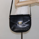 Salvatore Ferragamo Gancini Shoulder Bag Leather Black Gold Auth BA4219-21