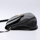 Salvatore Ferragamo Gancini Shoulder Bag Leather Black Gold Auth BA4219-5