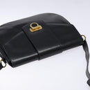 Salvatore Ferragamo Gancini Shoulder Bag Leather Black Gold Auth BA4219-6