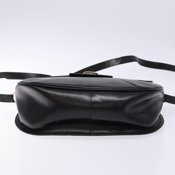 Salvatore Ferragamo Gancini Shoulder Bag Leather Black Gold Auth BA4219