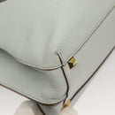 MCM Hand Bag Leather 2way Light Blue Gold Auth BA4220-10