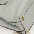 MCM Hand Bag Leather 2way Light Blue Gold Auth BA4220-12