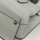 MCM Hand Bag Leather 2way Light Blue Gold Auth BA4220-13