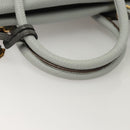 MCM Hand Bag Leather 2way Light Blue Gold Auth BA4220-14