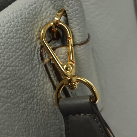 MCM Hand Bag Leather 2way Light Blue Gold Auth BA4220