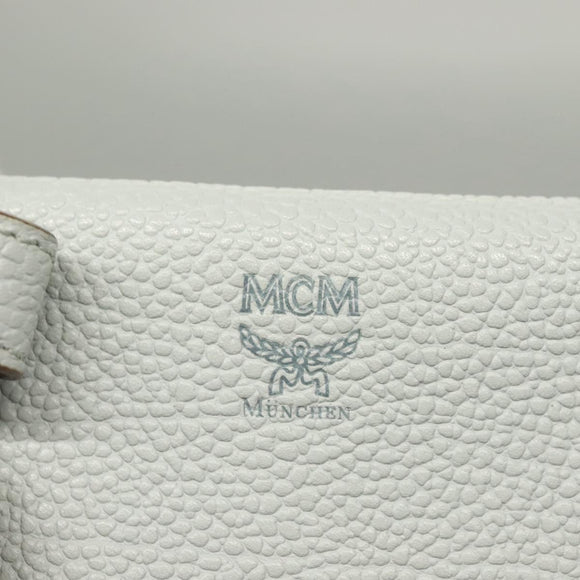 MCM Hand Bag Leather 2way Light Blue Gold Auth BA4220