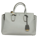 MCM Hand Bag Leather 2way Light Blue Gold Auth BA4220-2