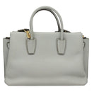 MCM Hand Bag Leather 2way Light Blue Gold Auth BA4220-3