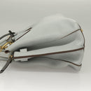 MCM Hand Bag Leather 2way Light Blue Gold Auth BA4220-5