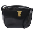 Salvatore Ferragamo Vala Shoulder Bag Leather Black Gold Auth BA4221-1