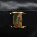 Salvatore Ferragamo Vala Shoulder Bag Leather Black Gold Auth BA4221-14