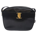 Salvatore Ferragamo Vala Shoulder Bag Leather Black Gold Auth BA4221-2