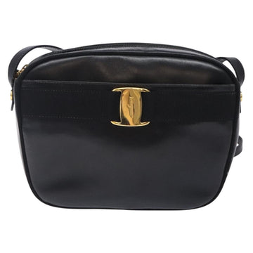 Salvatore Ferragamo Vala Shoulder Bag Leather Black Gold Auth BA4221 - 0