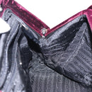 PRADA Hand Bag Velor Bordeaux Silver Auth BA4254-17