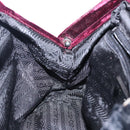 PRADA Hand Bag Velor Bordeaux Silver Auth BA4254-18