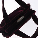 PRADA Hand Bag Velor Bordeaux Silver Auth BA4254-6