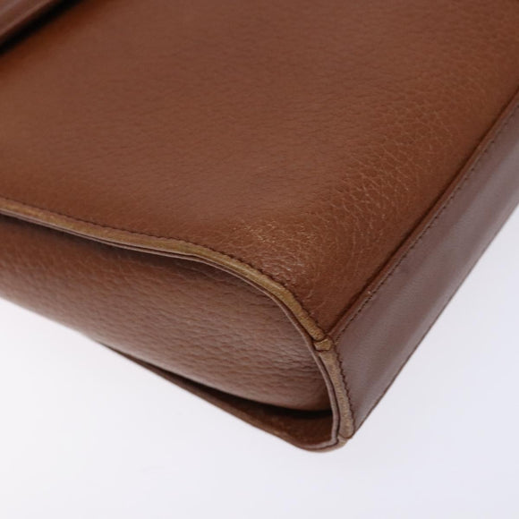 Burberrys Shoulder Bag Leather Brown Gold Auth BA4255