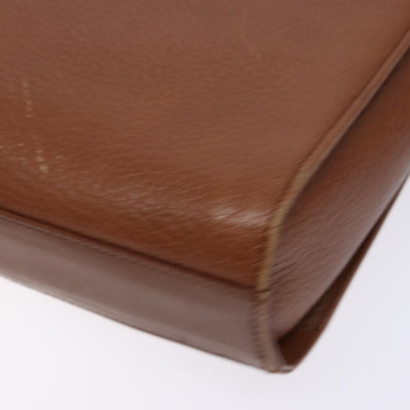 Burberrys Shoulder Bag Leather Brown Gold Auth BA4255