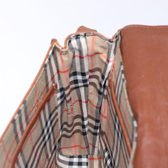 Burberrys Shoulder Bag Leather Brown Gold Auth BA4255