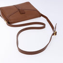 Burberrys Shoulder Bag Leather Brown Gold Auth BA4255-7