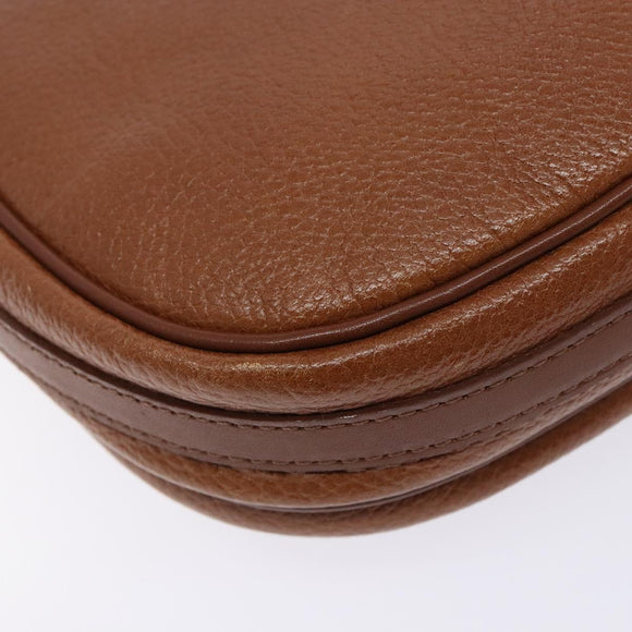 Burberrys Shoulder Bag Leather Brown Gold Auth BA4256