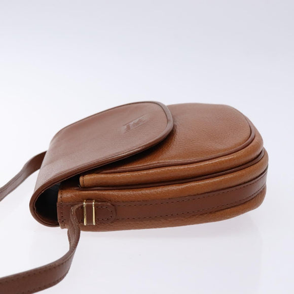 Burberrys Shoulder Bag Leather Brown Gold Auth BA4256