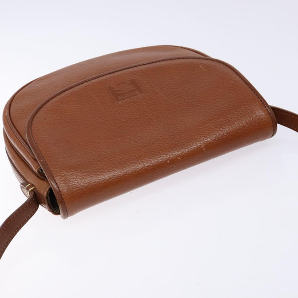 Burberrys Shoulder Bag Leather Brown Gold Auth BA4256