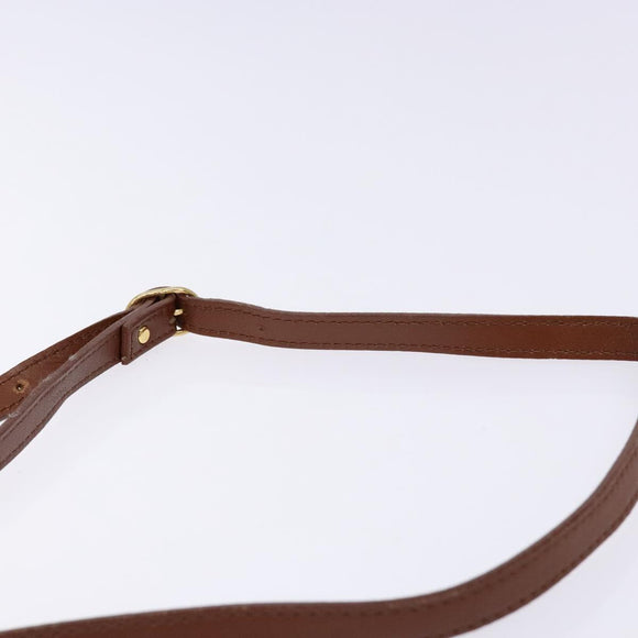 Burberrys Shoulder Bag Leather Brown Gold Auth BA4256