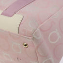 Salvatore Ferragamo Gancini Tote Bag Canvas Pink Gold Auth BA4257-9