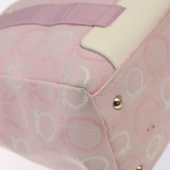 Salvatore Ferragamo Gancini Tote Bag Canvas Pink Gold Auth BA4257