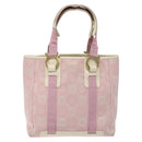 Salvatore Ferragamo Gancini Tote Bag Canvas Pink Gold Auth BA4257-13