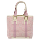 Salvatore Ferragamo Gancini Tote Bag Canvas Pink Gold Auth BA4257-2