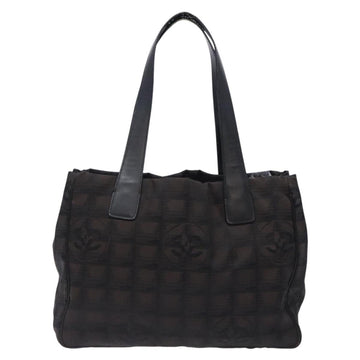 CHANEL New Travel Line Tote Bag Nylon Dark Brown Black CC Auth BA4258 - 0