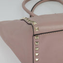 VALENTINO Studs Hand Bag Leather 2way Pink Gold Auth BA4259-15