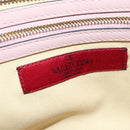 VALENTINO Studs Hand Bag Leather 2way Pink Gold Auth BA4259-20