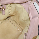 VALENTINO Studs Hand Bag Leather 2way Pink Gold Auth BA4259-21